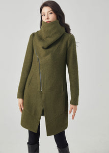 Asymmetrical Wool Coat, Winter Wool Coat C3561