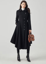 Load image into Gallery viewer, Black Hooded Long Wool Coat C4330
