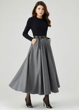 Load image into Gallery viewer, Gray Wool Skirt, Pleated Skirt, Womens Wool Skirt C3548
