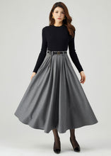 Load image into Gallery viewer, Gray Wool Skirt, Pleated Skirt, Womens Wool Skirt C3548
