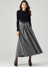 Load image into Gallery viewer, Gray Wool Skirt, Pleated Skirt, Womens Wool Skirt C3548
