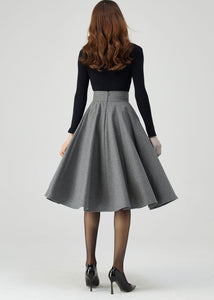 Knee Length Skirt, Wool Skirt Women C3549