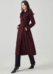 Wool Coat Women, Long Wool Coat C3564