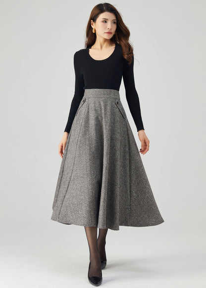 Wool Skirt, Midi Skirt Women C3551