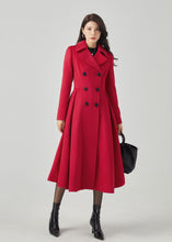 Load image into Gallery viewer, Red Wool Coat, Wool Princess Coat, Double Breasted Wool Coat C3565
