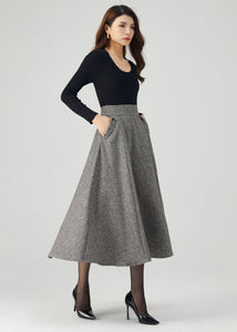 Wool Skirt, Midi Skirt Women C3551