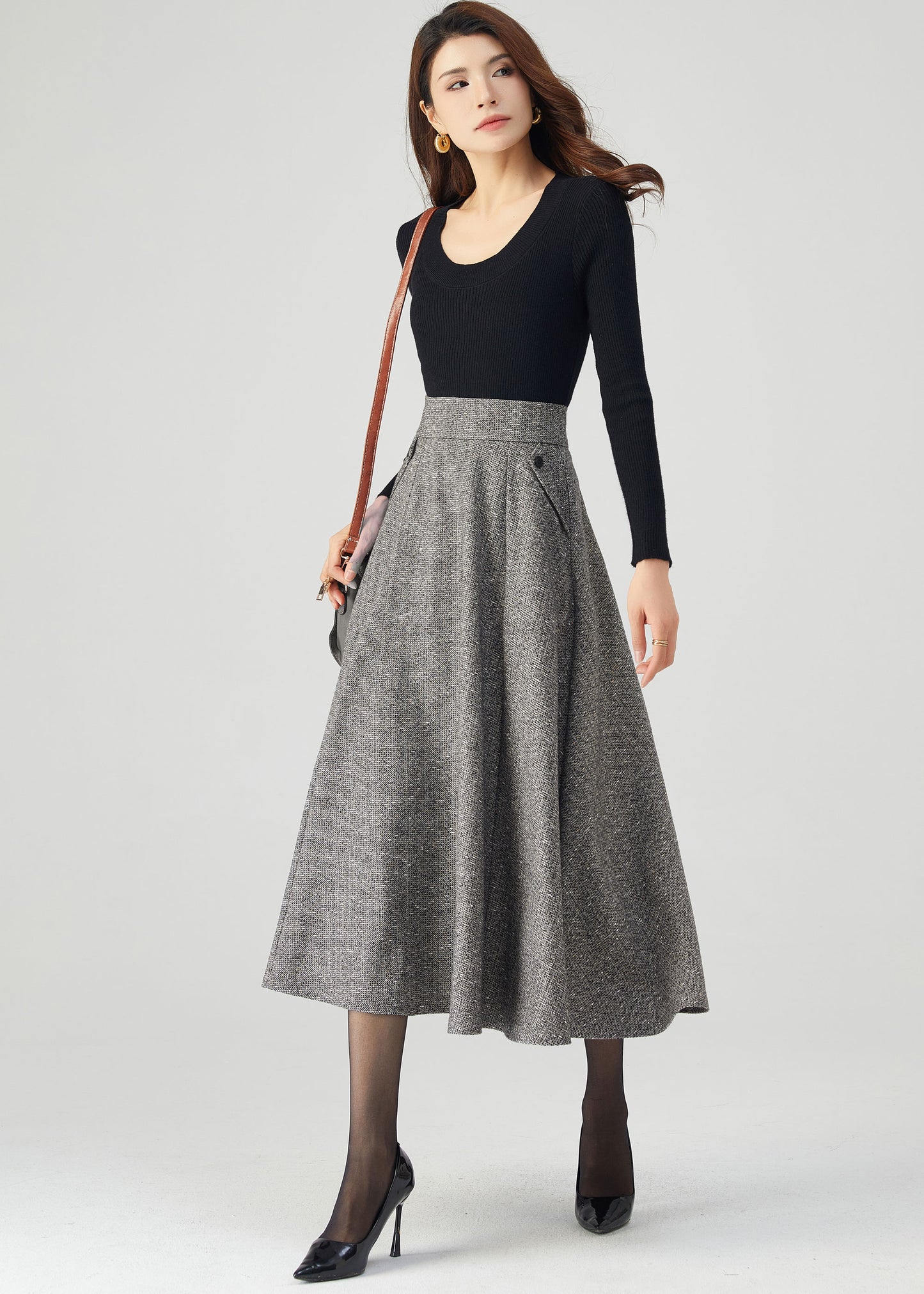 Wool Skirt, Midi Skirt Women C3551