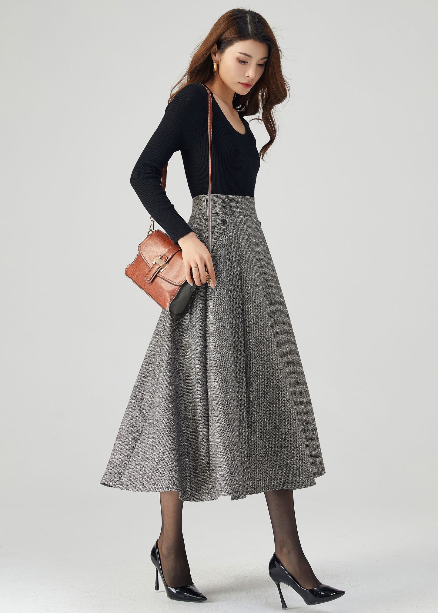 Wool Skirt, Midi Skirt Women C3551