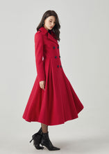 Load image into Gallery viewer, Red Wool Coat, Wool Princess Coat, Double Breasted Wool Coat C3565
