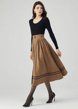 Load image into Gallery viewer, Button Wool Skirt, Brown Skirt Women C3552
