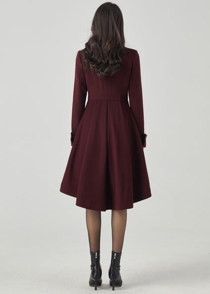 Wool Coat Women, Double Breasted Wool Coat C3566