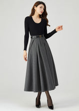 Load image into Gallery viewer, Gray Wool Skirt, Midi Skirt Women C3553
