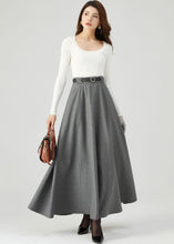 Load image into Gallery viewer, Long Wool Skirt, Gray Wool Skirt C3555
