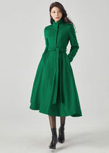 Load image into Gallery viewer, Green Wool Coat, Fit and Flare Coat, Long Wool Coat C3563
