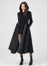 Load image into Gallery viewer, Black Wool Coat, Winter Wool Coat C3675
