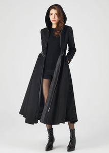 Black Wool Coat, Winter Wool Coat C3675