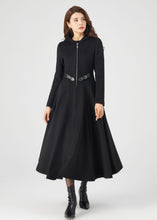 Load image into Gallery viewer, Black Wool Coat, Winter Wool Coat C3675
