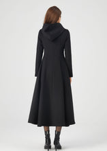 Load image into Gallery viewer, Black Wool Coat, Winter Wool Coat C3675
