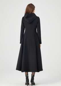 Black Wool Coat, Winter Wool Coat C3675