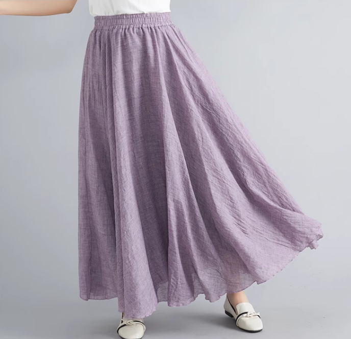 Plus size swing linen skirt women C5023-17 (lavender)