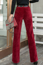 Load image into Gallery viewer, Red Corduroy Pants, High waist Long Corduroy Pants C2547，Size M #CK2101481
