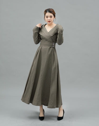 Elegant Hooded Long Linen jackets C5457