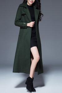 women autumn and winter waist tie long coat C4165