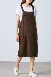 Women Casual Linen Vest Dress Strap Dress  C1700