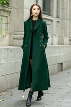 Load image into Gallery viewer, Warm green long trench wool coat C4501
