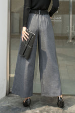 Load image into Gallery viewer, Gray Wide Leg pants palazzo wool pants  C2538
