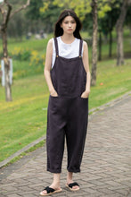 Load image into Gallery viewer, Women Linen Casual dark grey Jumpsuit C4018
