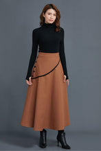 Load image into Gallery viewer, A line midi winter wool skirt women C1663
