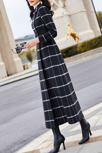 Women's Autumn and winter plaid wool coat C4257