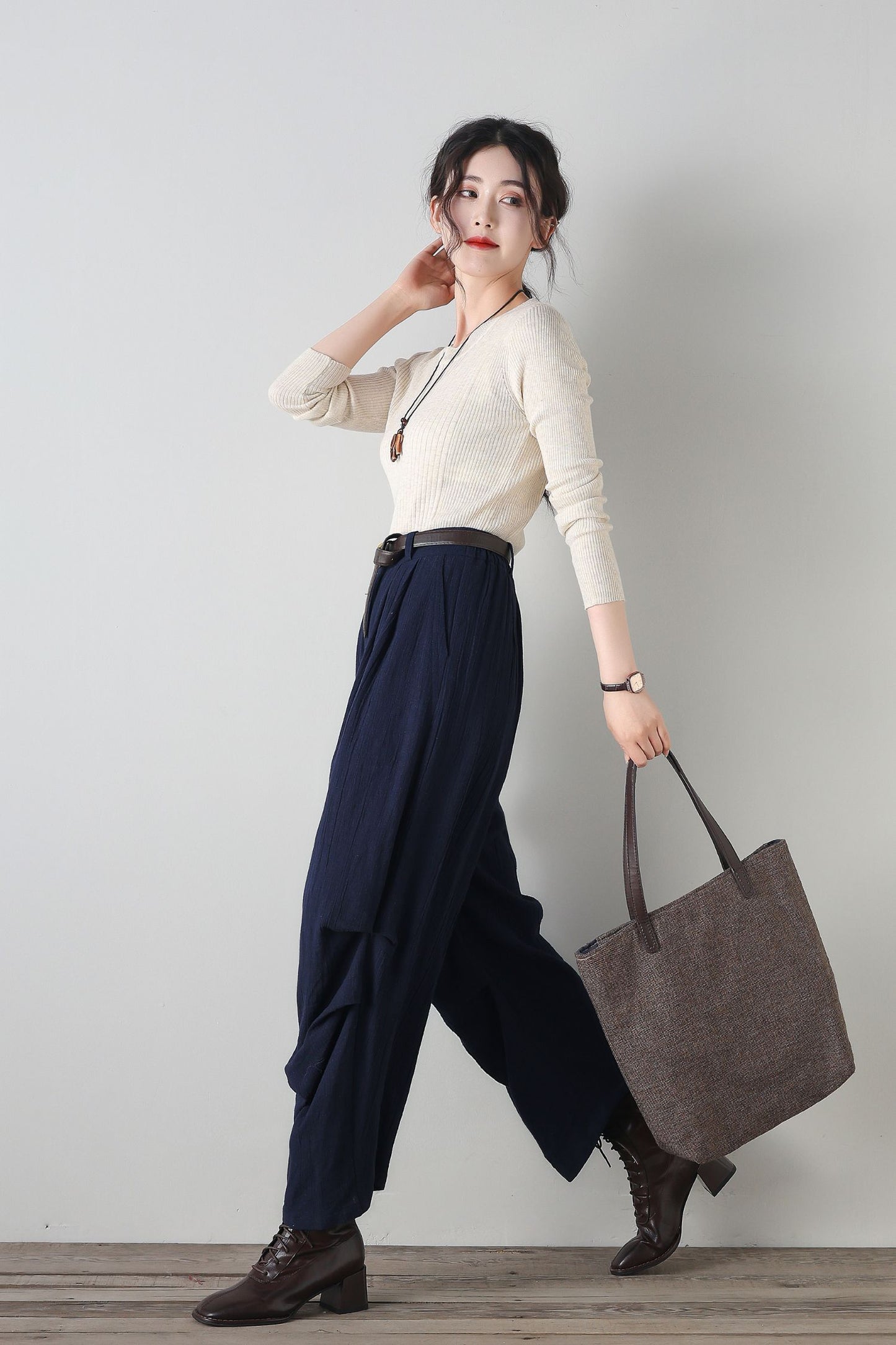 Womens wide leg Linen pants c4348