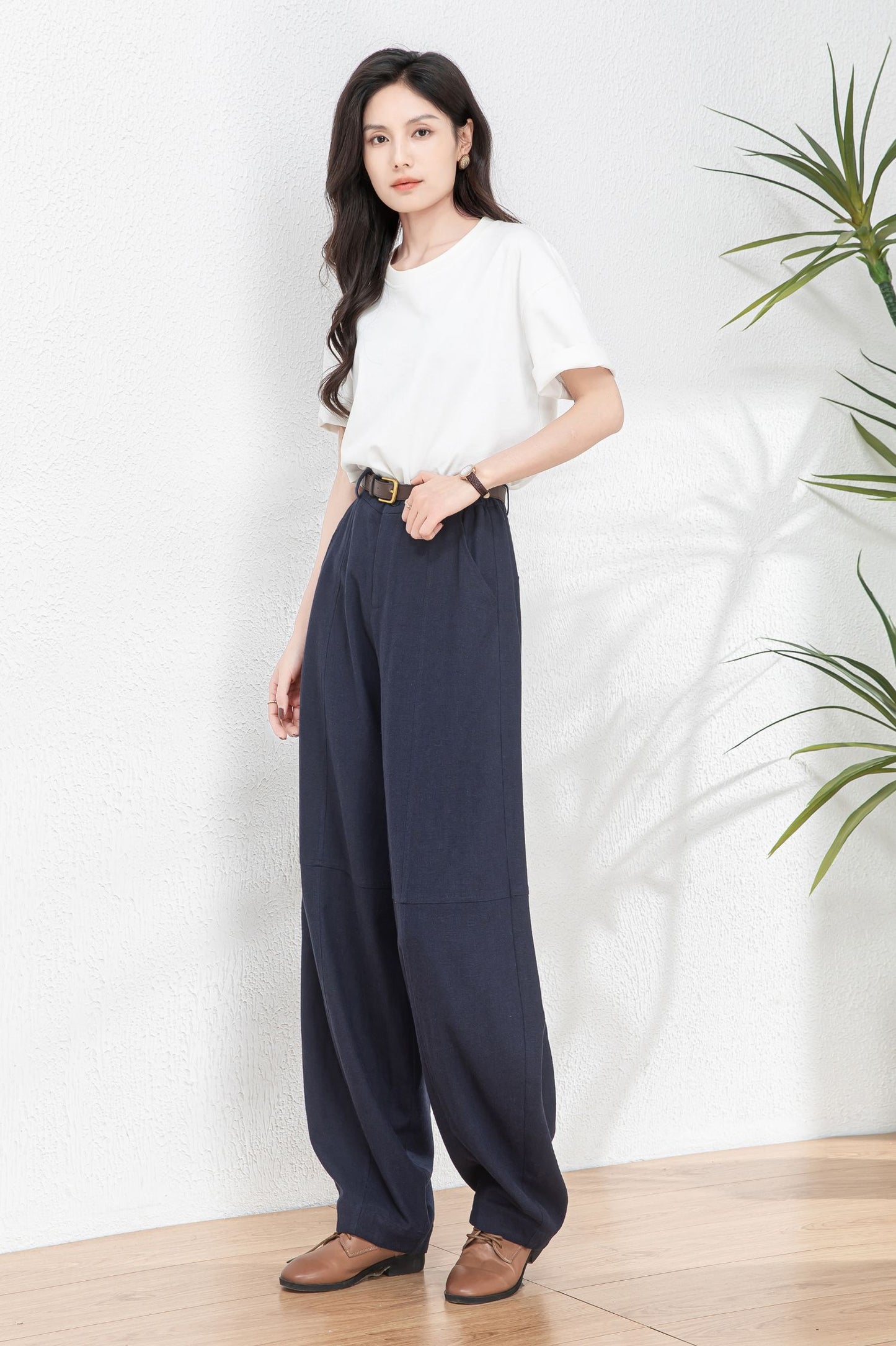 Womens wide leg Linen pants c4769