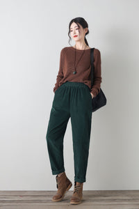 Baggy wide leg corduroy pants women C4342