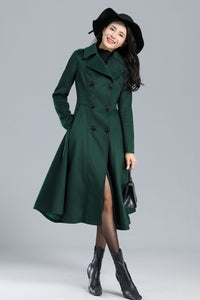 Vintage Inspired Long Princess Coat in Green C2469