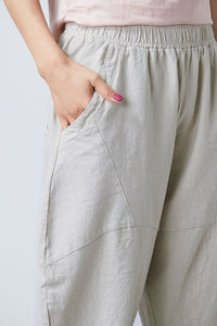 Casual linen cropped pants C1683