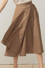 Load image into Gallery viewer, A-Line Light Brown Wrap Linen Skirt  C3929
