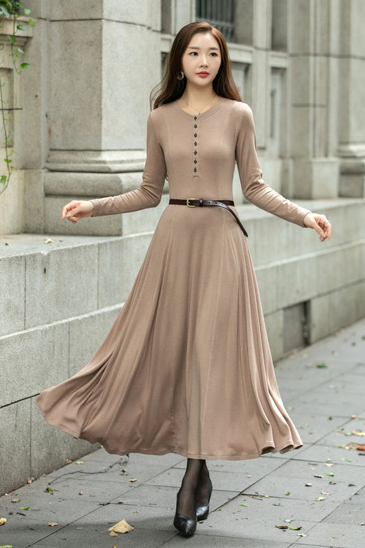 Swing elegant autumn knit dress C4507