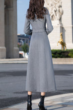 Load image into Gallery viewer, winter long grey wool coat C4149
