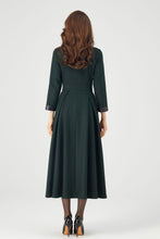 Load image into Gallery viewer, Womens Winter Green Midi Wool Dress C3682
