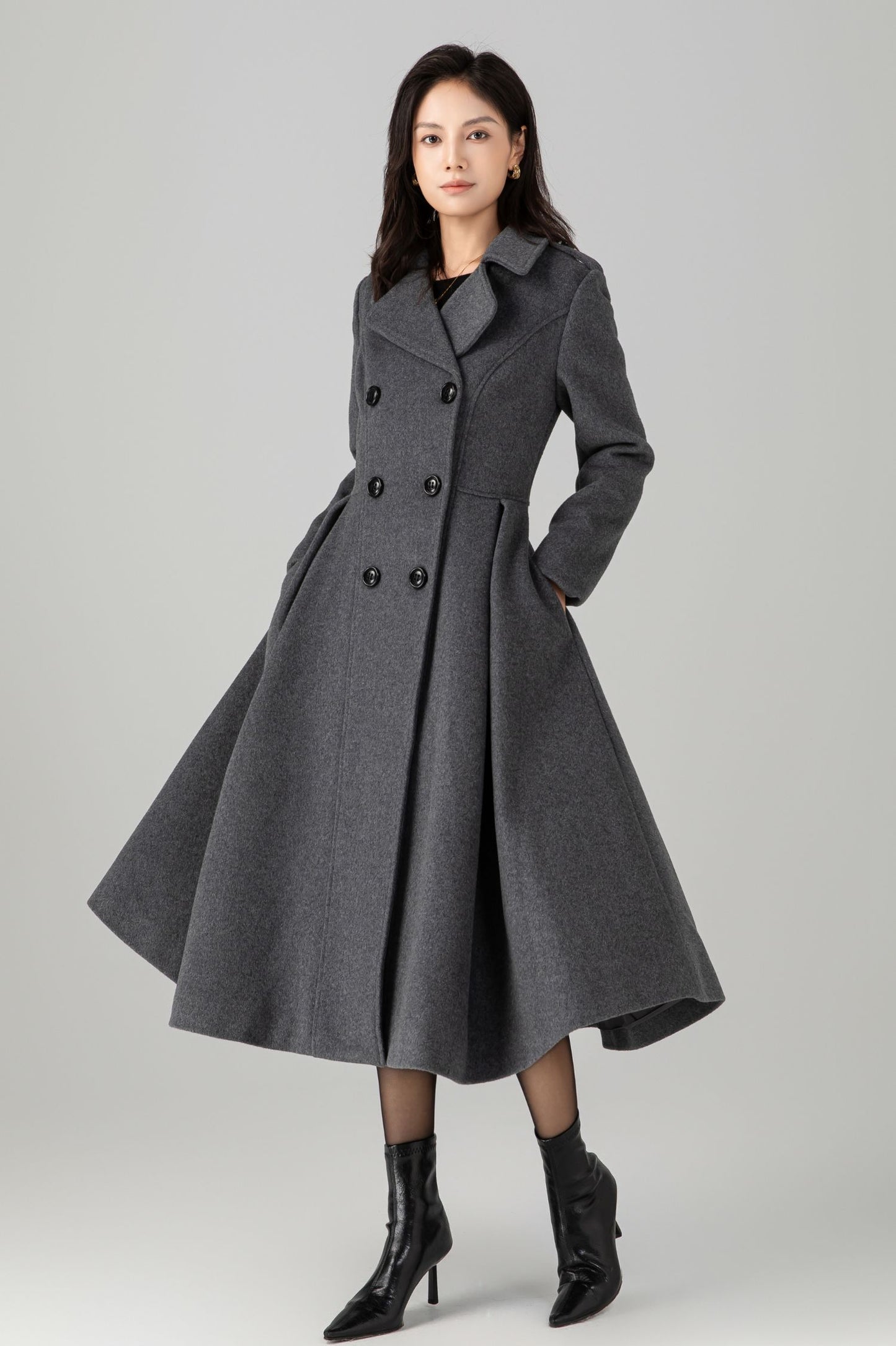 Double Breasted Maxi Wool Coat C5268