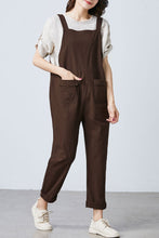 Load image into Gallery viewer, loose overalls, wide leg overalls, brown overalls C1696
