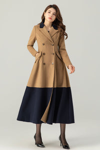 Womens Double Breasted Wool Coat C3695