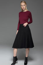 Load image into Gallery viewer, Black Skater womens winter wool skirt C768
