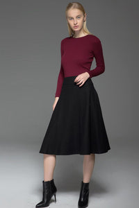 Black Skater womens winter wool skirt C768