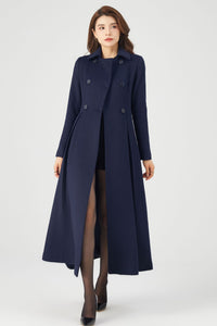 Navy Blue Double Breasted Coat C3684