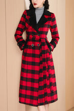 Load image into Gallery viewer, Women&#39;s Autumn and winter red plaid wool coat C4210
