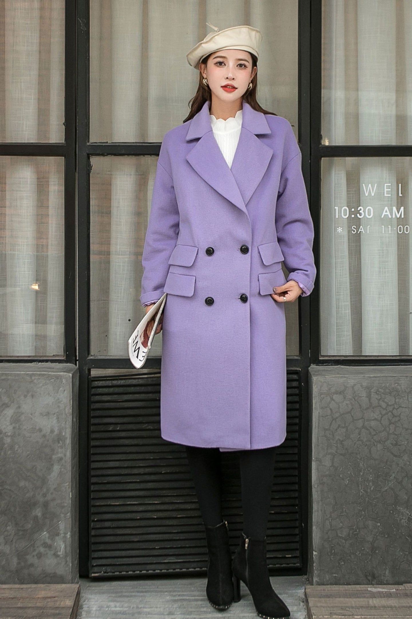 Relaxed Fit Wool Trench Coat  C2572